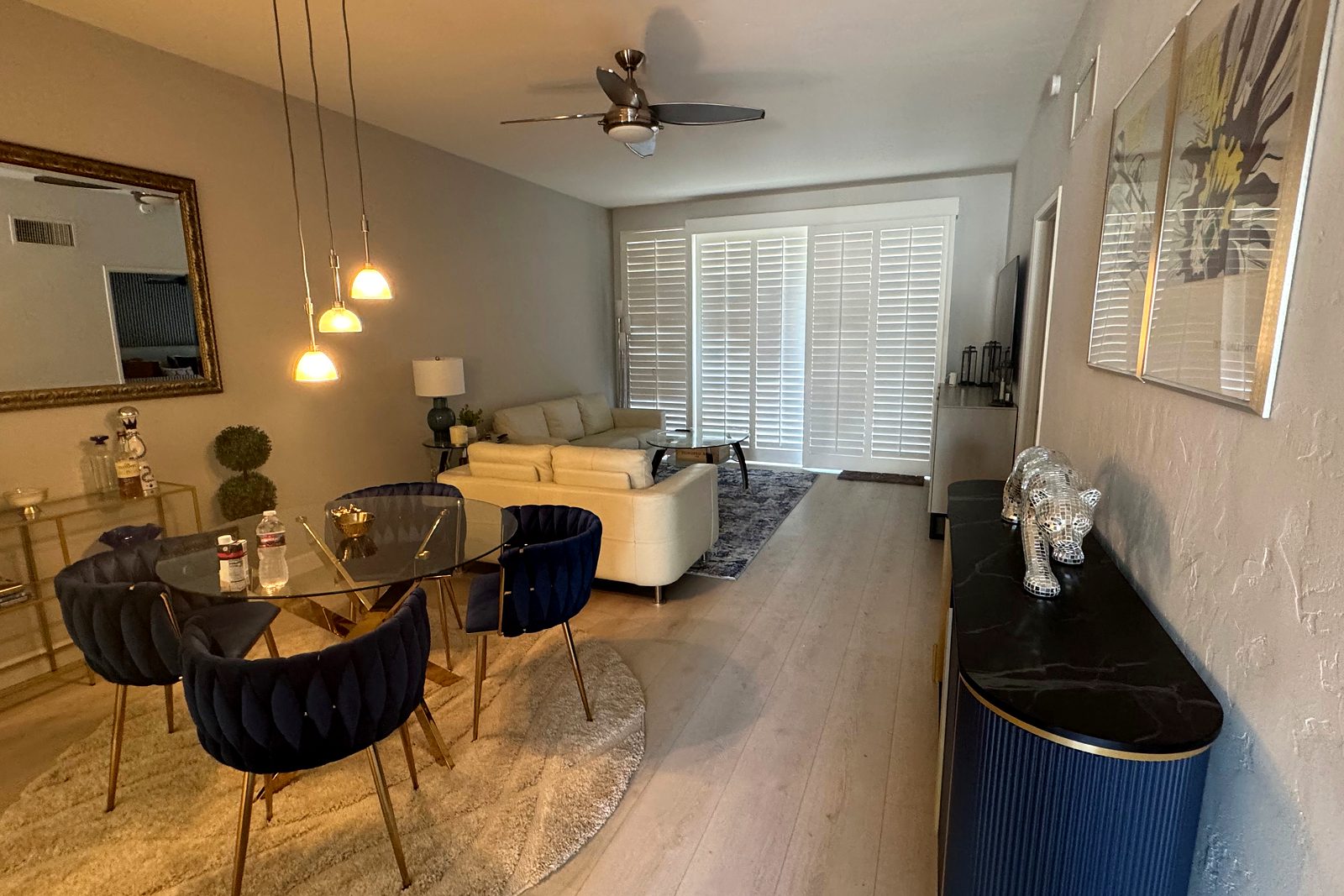 Furnished living and dining room at 782 North Barcelona Circle